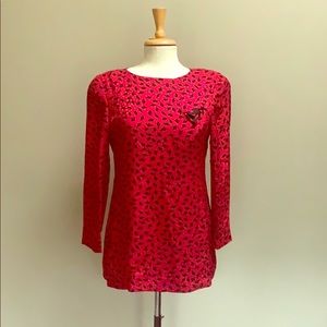 Vintage 80’s silk button back career blouse